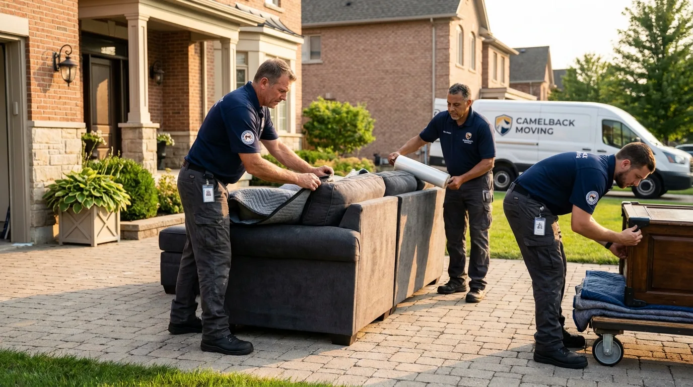 Large estate moving crew wrapping furniture in South San Francisco, CA