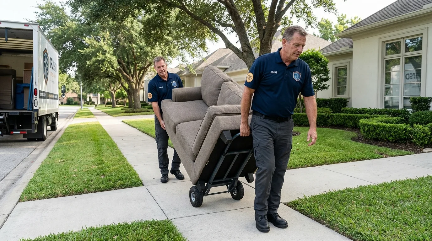 Local residential moving crew loading furniture in South San Francisco, CA
