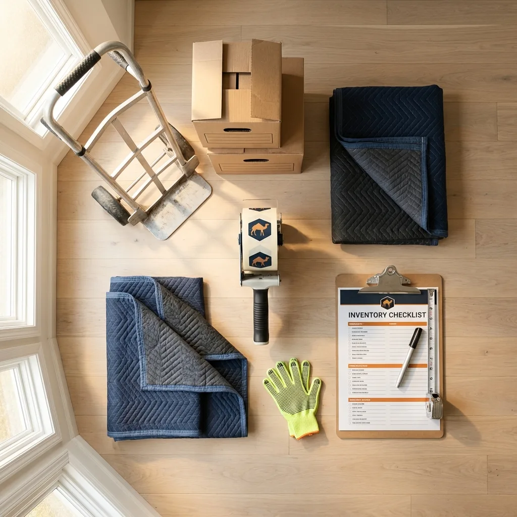Professional moving supplies and packing materials layout for South San Francisco residential relocations